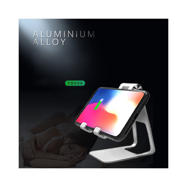 YOGEE YB006 2-in-1 Adjustable Aluminum Alloy Stand + 5W/7.5W/10W Qi Wireless Fast Charger for iPhone Samsung etc. - Silver-2