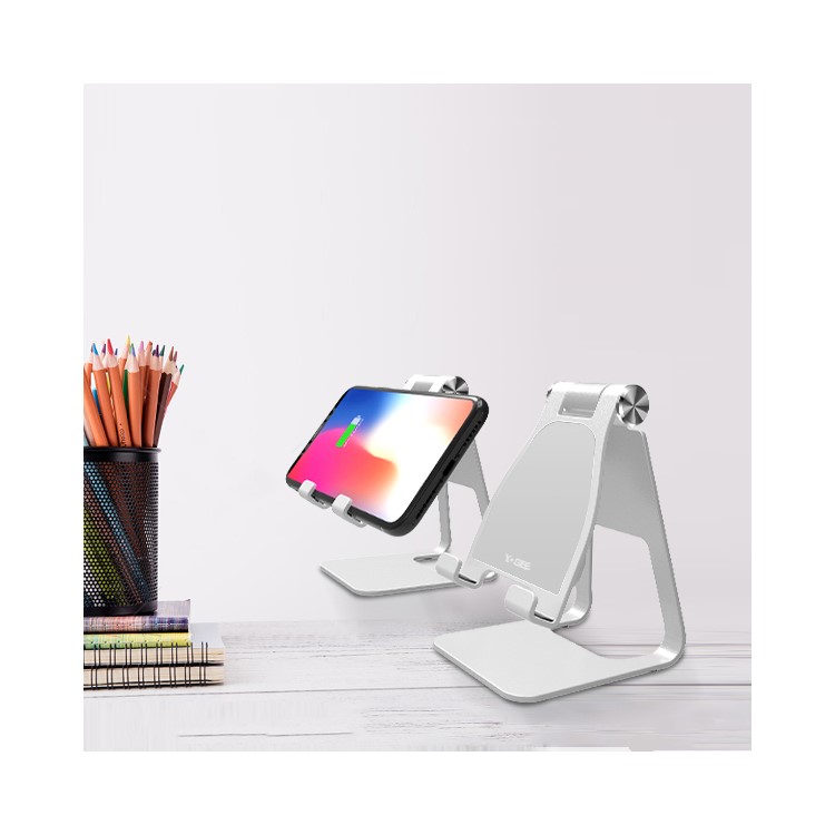 YOGEE YB006 2-in-1 Adjustable Aluminum Alloy Stand + 5W/7.5W/10W Qi Wireless Fast Charger for iPhone Samsung etc. - Silver-5