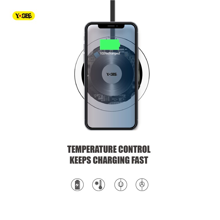 YOGEE YC006 5W/7.5W/10W Transparent Qi Wireless Fast Charger Pad for iPhone Samsung etc.-3