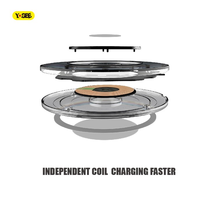 YOGEE YC006 5W/7.5W/10W Transparent Qi Wireless Fast Charger Pad for iPhone Samsung etc.-6
