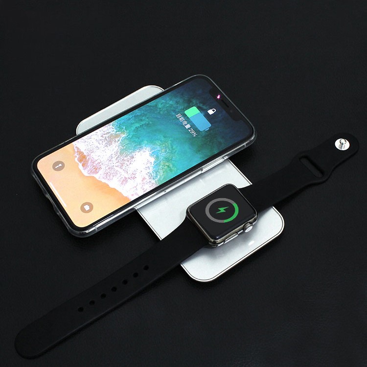 

N19 2 in 1 Qi Wireless Fast Charger Pad Desktop Charging Station for iPhone Samsung iWatch