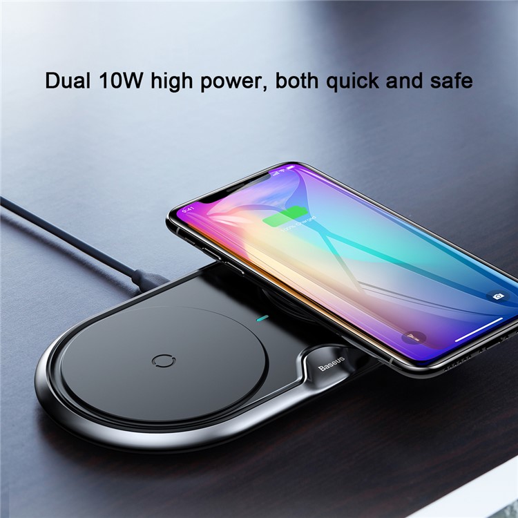 BASEUS Dual Positions Qi Standard Wireless Charging Pad (Plastic Style) - Black / CN Standard Plug-3