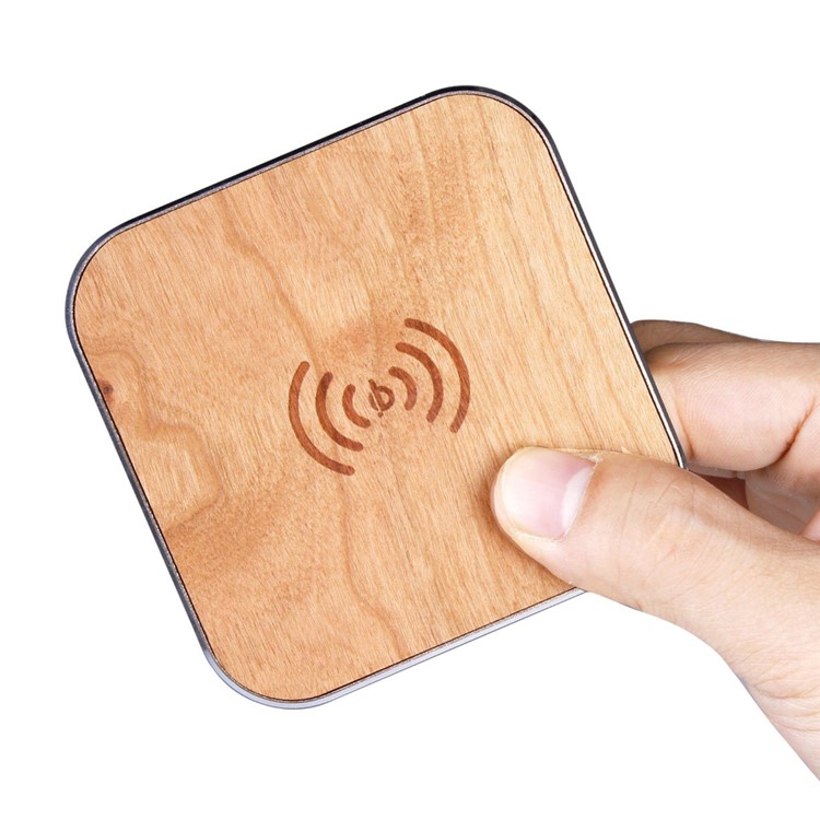 Wooden Qi Wireless Charger Pad Station for iPhone Samsung LG - Black-2