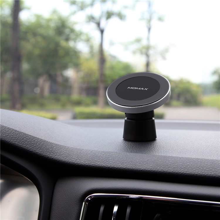 MOMAX Q.Mount 2 Magnetic Fast Wireless Charging Car Mount + Dual USB Port Car Charger Kit (Not Support FOD Function) - Silver-12