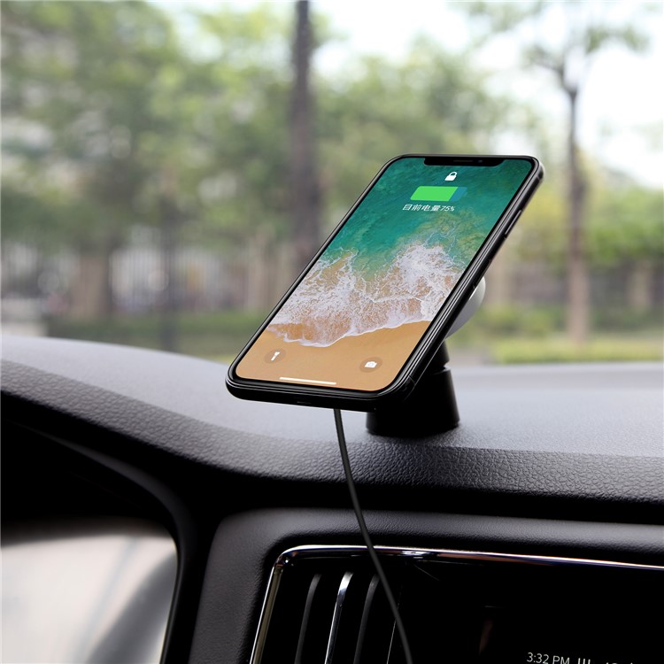 MOMAX Q.Mount 2 Magnetic Fast Wireless Charging Car Mount + Dual USB Port Car Charger Kit (Not Support FOD Function) - Silver-14
