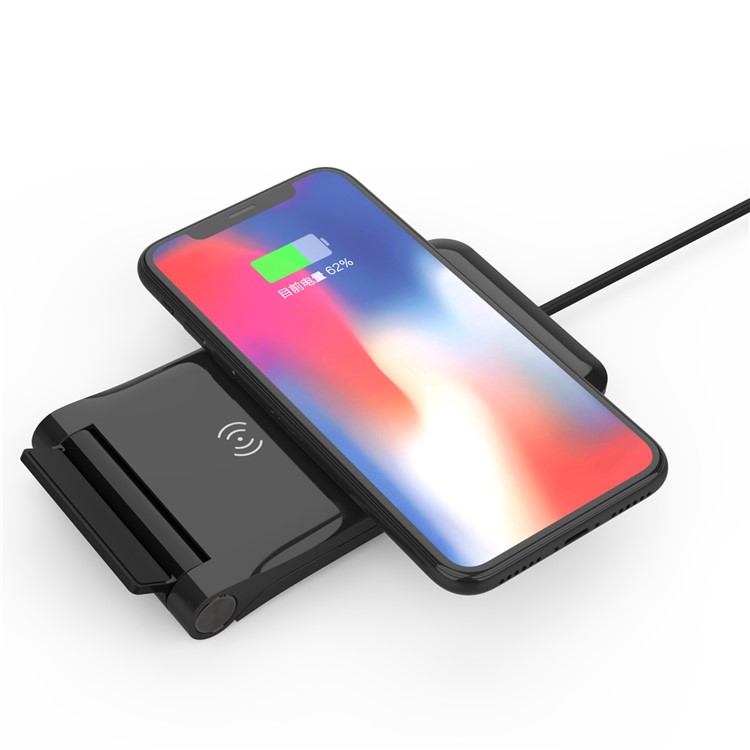 Foldable Qi Wireless Fast Charger 10W Charging Stand for iPhone Samsung etc. - Black-11