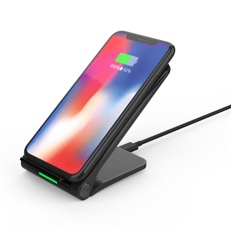 Foldable Qi Wireless Fast Charger 10W Charging Stand for iPhone Samsung etc. - Black-16