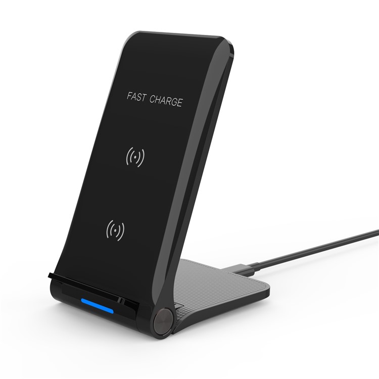 Foldable Qi Wireless Fast Charger 10W Charging Stand for iPhone Samsung etc. - Black-2