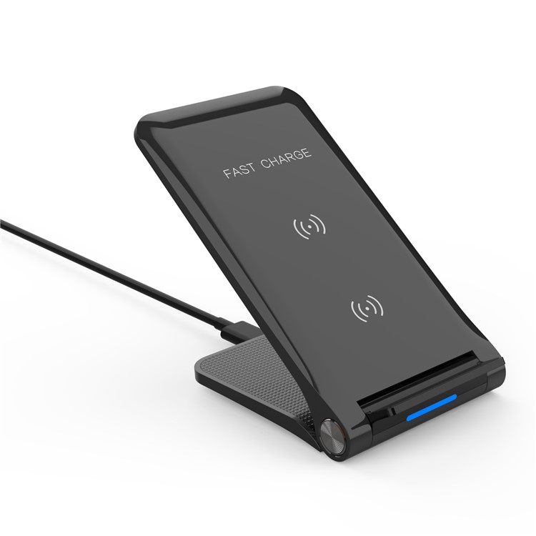 Foldable Qi Wireless Fast Charger 10W Charging Stand for iPhone Samsung etc. - Black-20