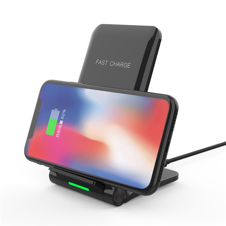Foldable Qi Wireless Fast Charger 10W Charging Stand for iPhone Samsung etc. - Black-21