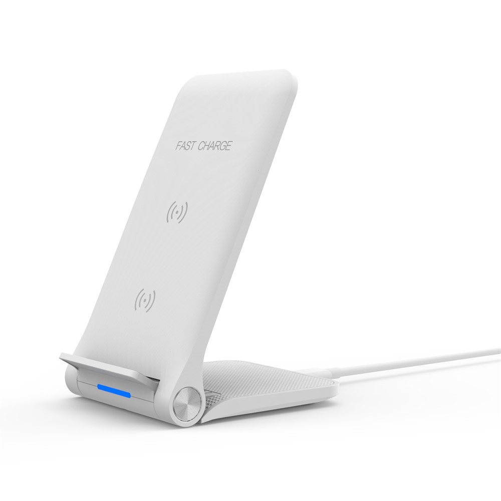 10W 2 Coils Qi Wireless Charger Folding Fast Wireless Charging Stand for iPhone Samsung etc. - White-13