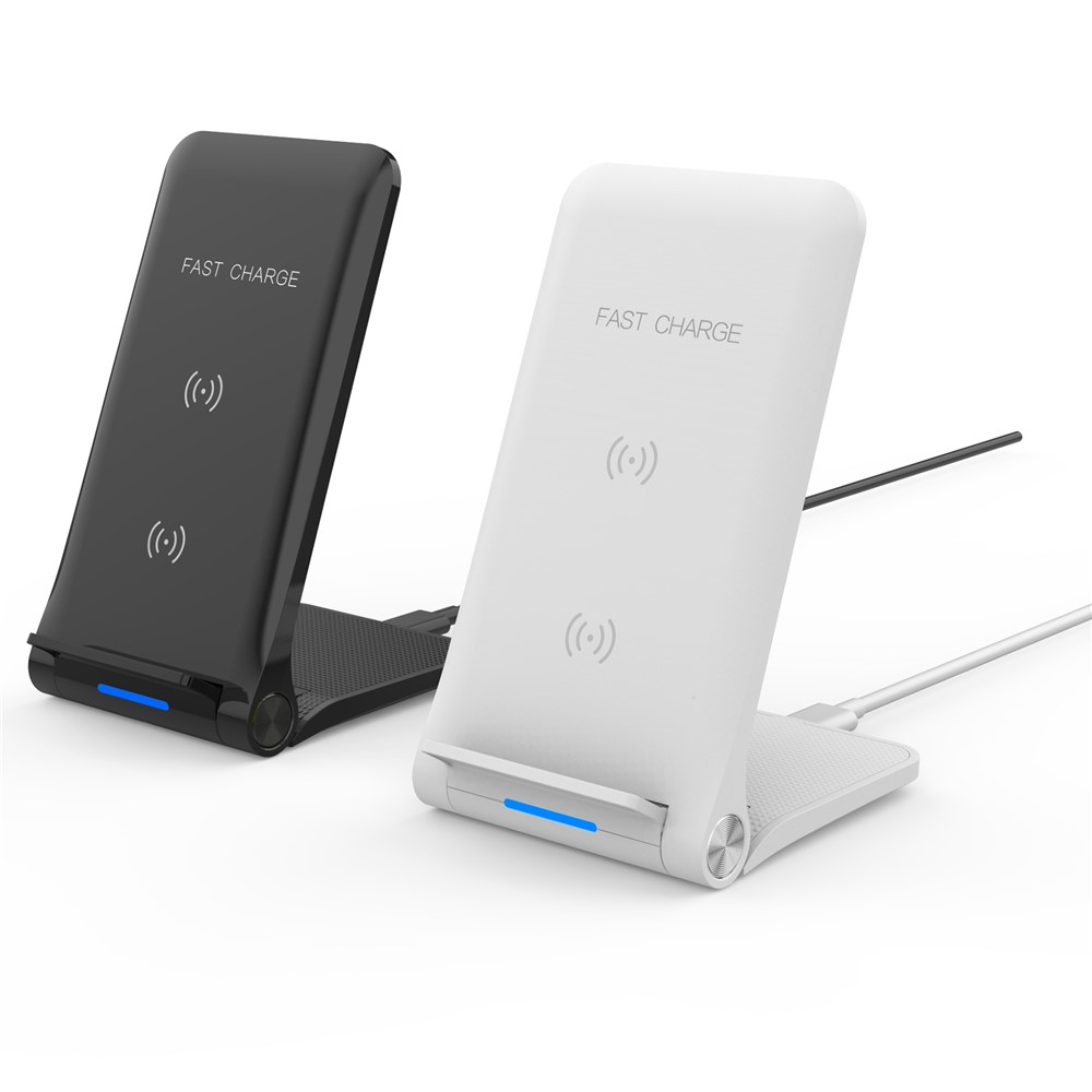 10W 2 Coils Qi Wireless Charger Folding Fast Wireless Charging Stand for iPhone Samsung etc. - White-16