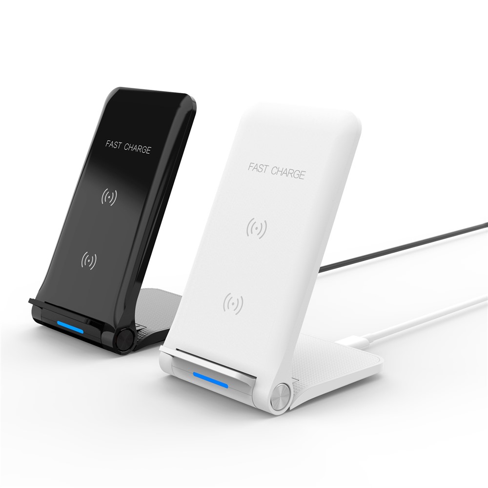 10W 2 Coils Qi Wireless Charger Folding Fast Wireless Charging Stand for iPhone Samsung etc. - White-17