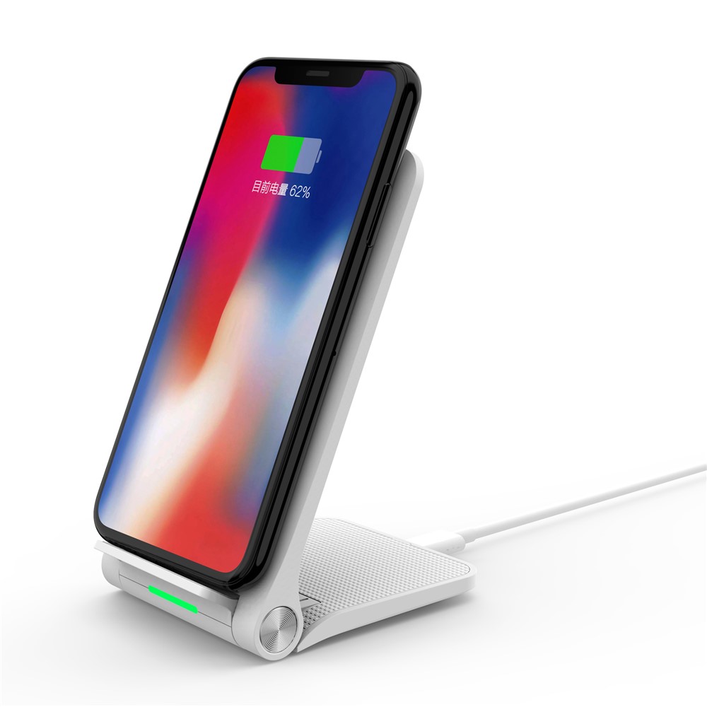 10W 2 Coils Qi Wireless Charger Folding Fast Wireless Charging Stand for iPhone Samsung etc. - White-2