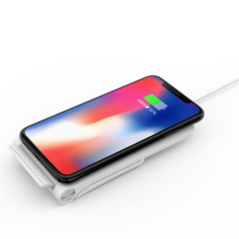 10W 2 Coils Qi Wireless Charger Folding Fast Wireless Charging Stand for iPhone Samsung etc. - White-4