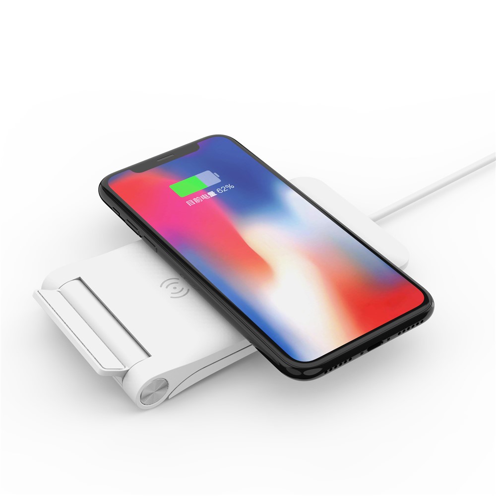 10W 2 Coils Qi Wireless Charger Folding Fast Wireless Charging Stand for iPhone Samsung etc. - White-6