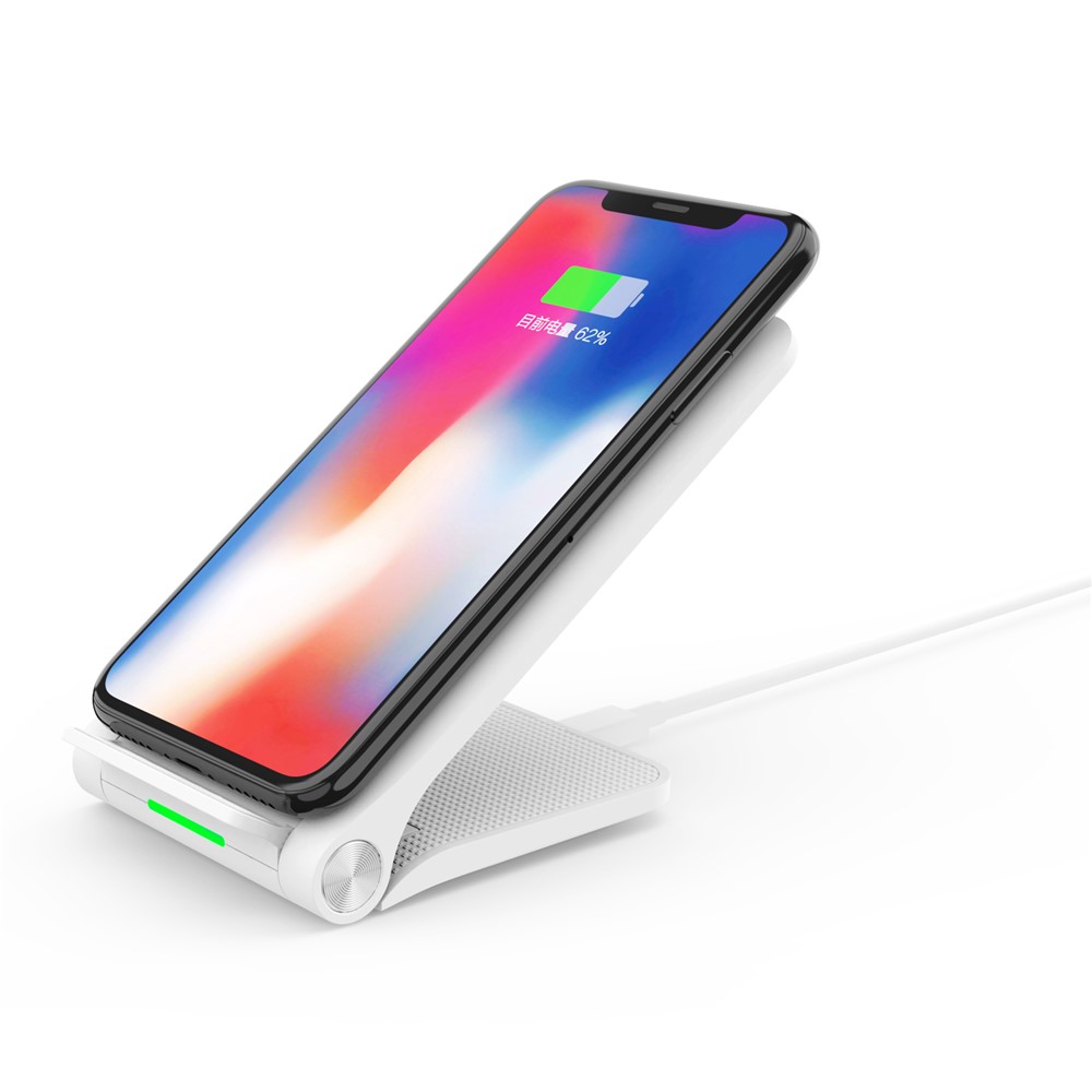10W 2 Coils Qi Wireless Charger Folding Fast Wireless Charging Stand for iPhone Samsung etc. - White-9