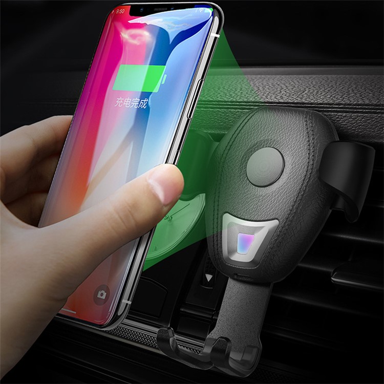 Gravity Car Air Vent 7.5W Qi Wireless Charger Mount for iPhone X/8/8 Plus etc - Black-1