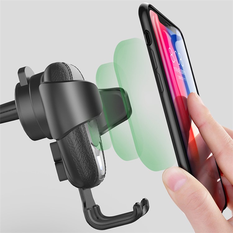 Gravity Car Air Vent 7.5W Qi Wireless Charger Mount for iPhone X/8/8 Plus etc - Black-5