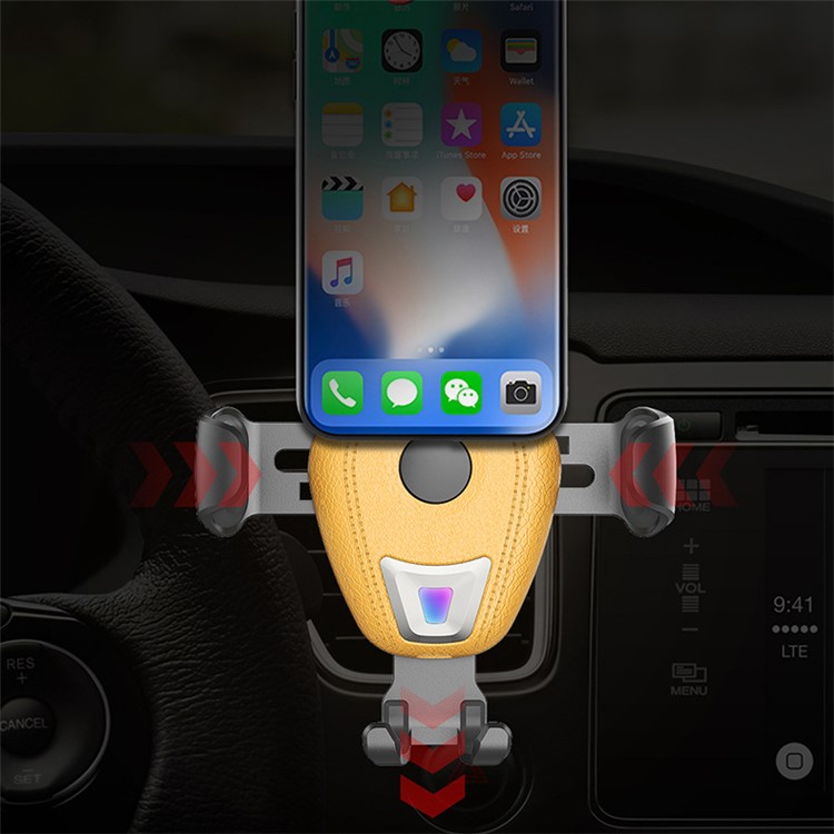 Gravity Car Air Vent 7.5W Qi Wireless Charger Stand Mount for iPhone X/8/8 Plus etc - Yellow-2