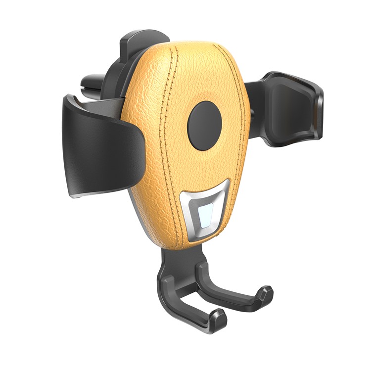Gravity Car Air Vent 7.5W Qi Wireless Charger Stand Mount for iPhone X/8/8 Plus etc - Yellow-4
