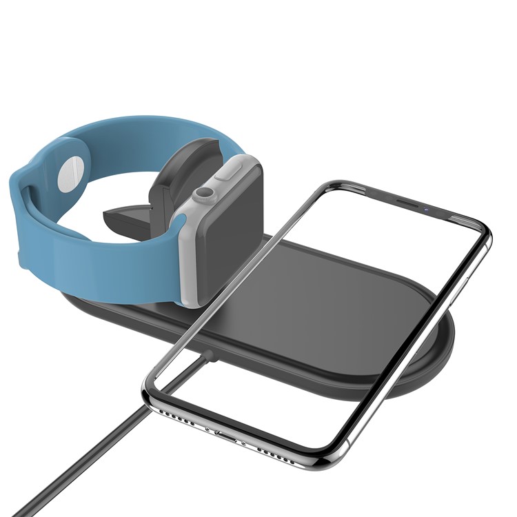 W22 2-in-1 Phone and Watch Wireless Charger Fast Wireless Charging Pad - Black-1