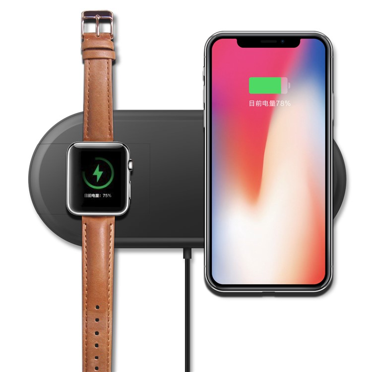 W22 2-in-1 Phone and Watch Wireless Charger Fast Wireless Charging Pad - Black-3