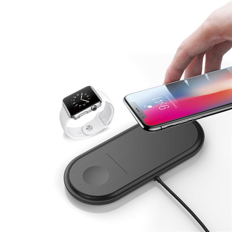 W22 2-in-1 Phone and Watch Wireless Charger Fast Wireless Charging Pad - Black-4