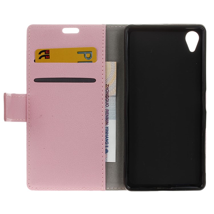 For Alcatel 1 Protective PU Leather Wallet Phone Case with Stand - Pink-3