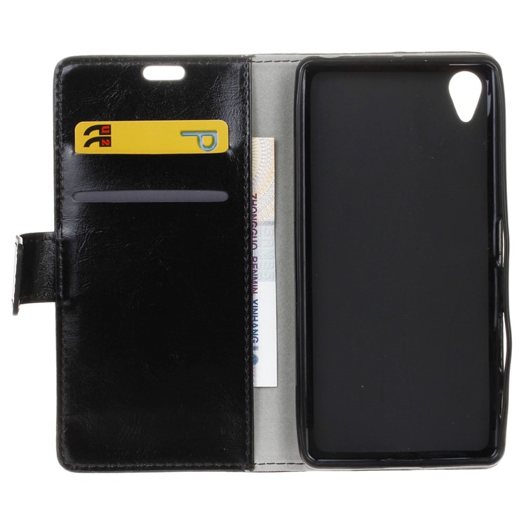 Crazy Horse Texture Wallet PU Leather Stand Phone Cover for Alcatel 1 - Black-3