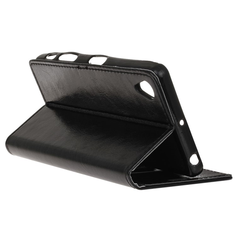 Crazy Horse Texture Wallet PU Leather Stand Phone Cover for Alcatel 1 - Black-6