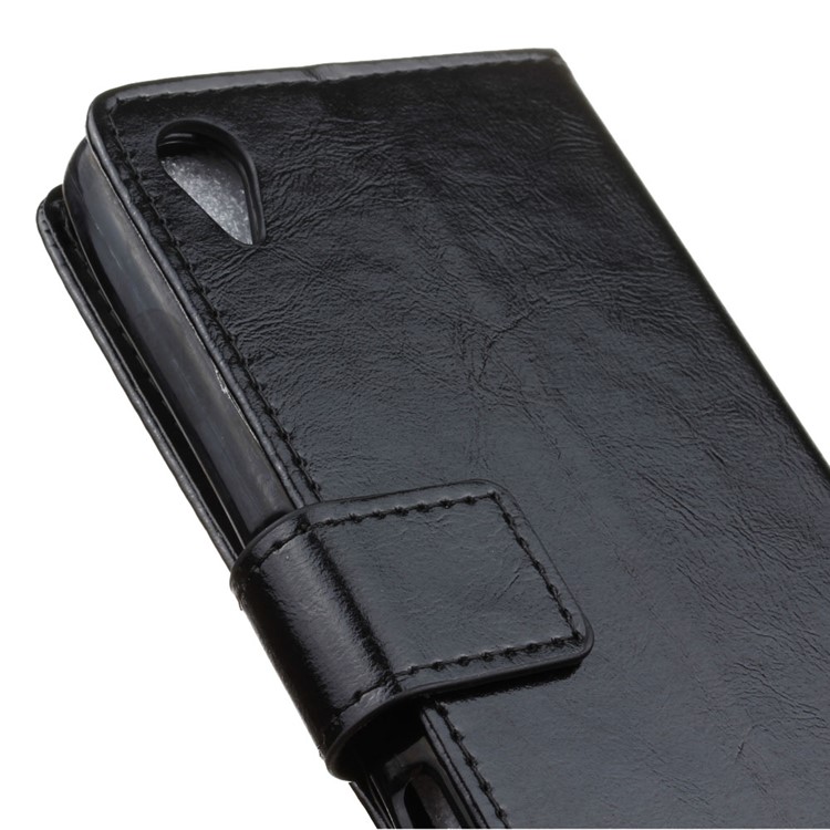 Crazy Horse Texture Wallet PU Leather Stand Phone Cover for Alcatel 1 - Black-7
