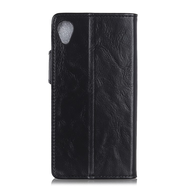 For Alcatel 1 S Shape Crazy Horse Texture Wallet Stand Leather Mobile Case - Black-3