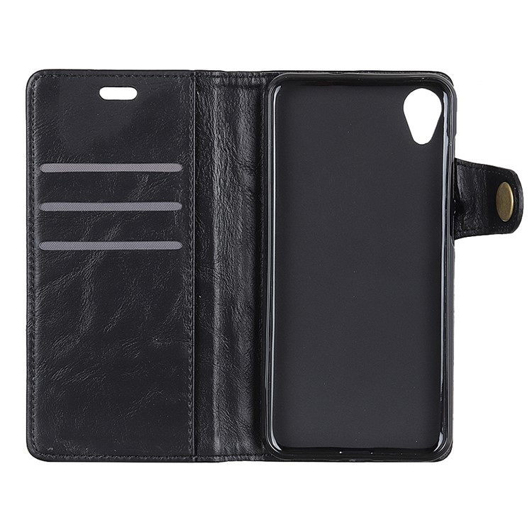 For Alcatel 1 S Shape Crazy Horse Texture Wallet Stand Leather Mobile Case - Black-5