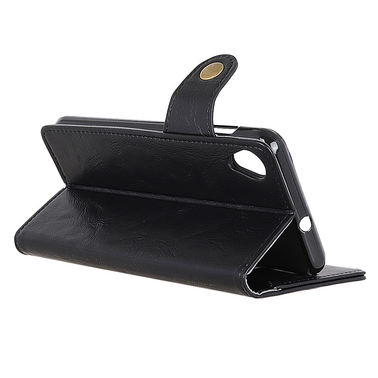 For Alcatel 1 S Shape Crazy Horse Texture Wallet Stand Leather Mobile Case - Black-9