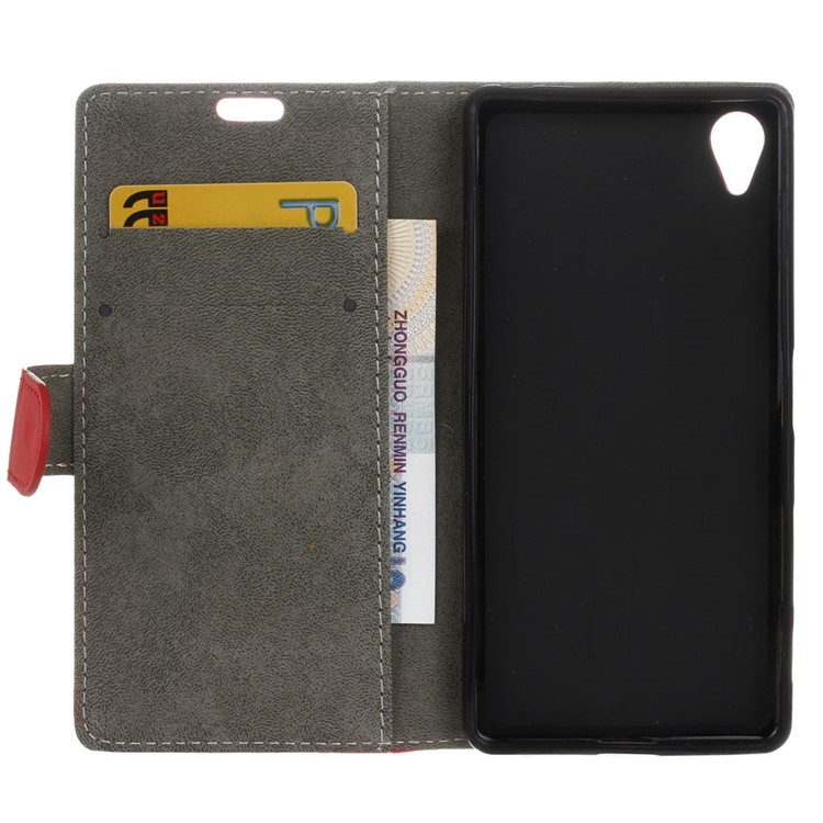 Protective PU Leather Wallet Stand Cell Phone Case for Alcatel 1 - Red-3