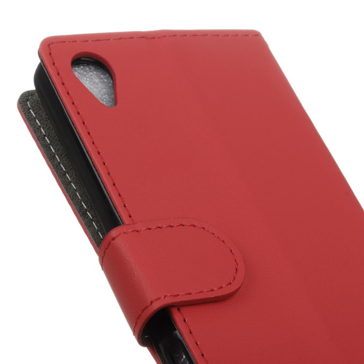 Protective PU Leather Wallet Stand Cell Phone Case for Alcatel 1 - Red-4