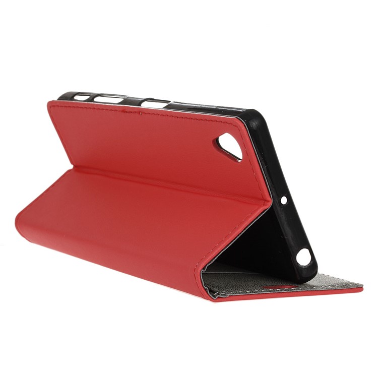 Protective PU Leather Wallet Stand Cell Phone Case for Alcatel 1 - Red-6