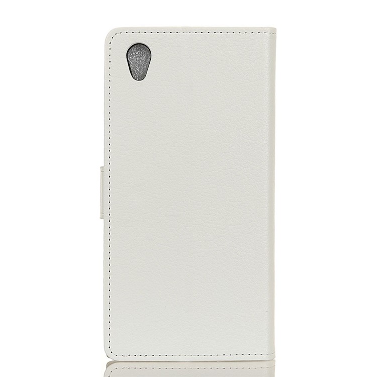 Litchi Grain Wallet Stand PU Leather Phone Cover for Alcatel 1 - White-2