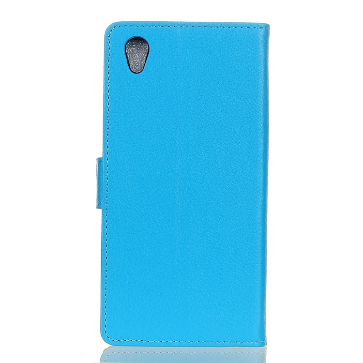 Litchi Grain Wallet Stand Leather Magnetic Mobile Case for Alcatel 1 - Blue-3