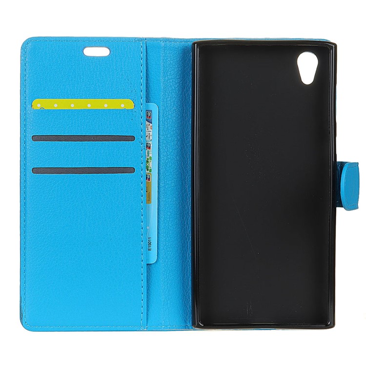 Litchi Grain Wallet Stand Leather Magnetic Mobile Case for Alcatel 1 - Blue-4