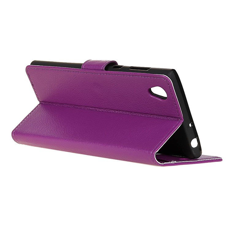 Litchi Grain Wallet Stand PU Leather Protection Case for Alcatel 1 - Purple-6