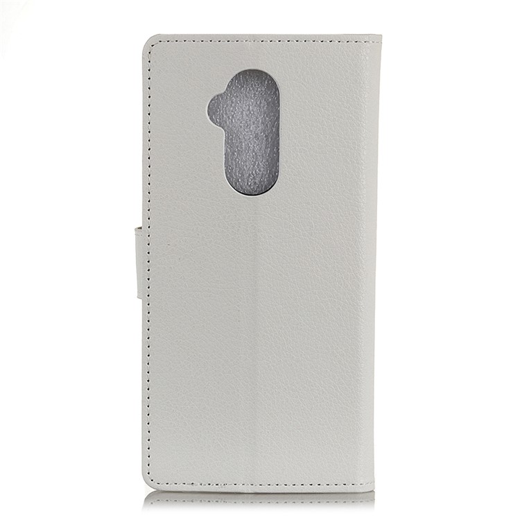 Litchi Texture Wallet Stand PU Leather Cell Phone Cover for Alcatel 7 - White-3