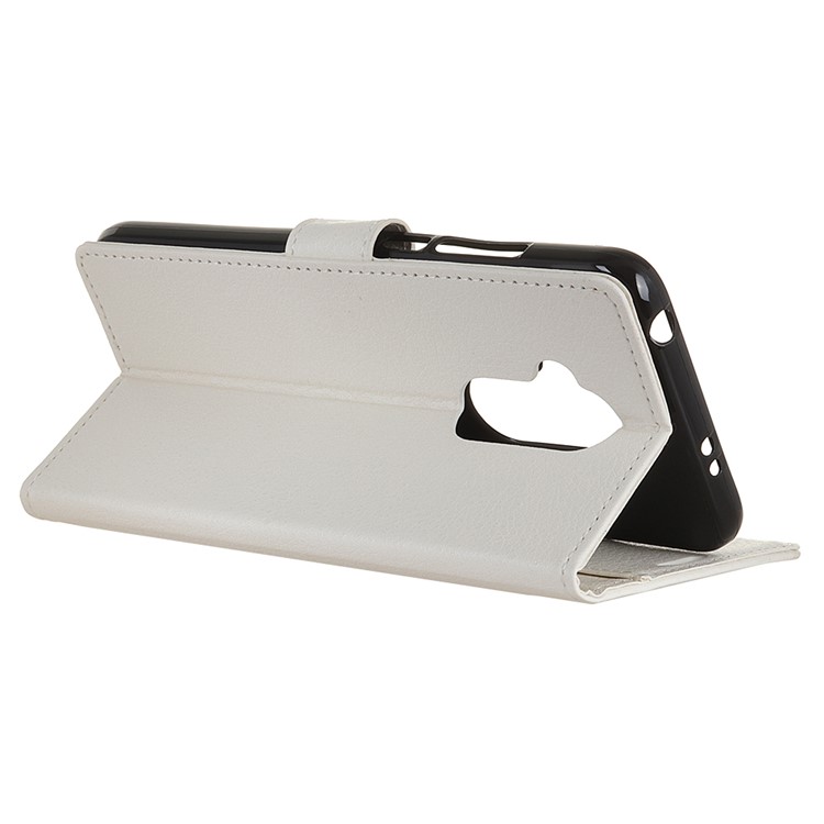 Litchi Texture Wallet Stand PU Leather Cell Phone Cover for Alcatel 7 - White-5