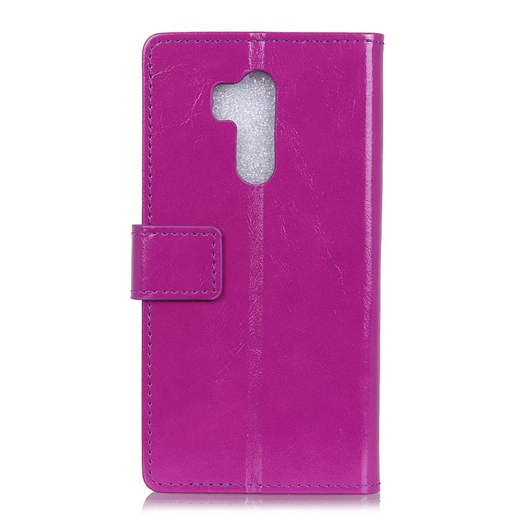 For Alcatel 7 Crazy Horse Texture Leather Cover Wallet Stand Phone Shell - Purple-3