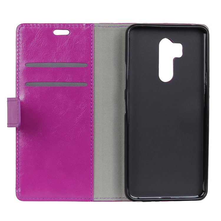 For Alcatel 7 Crazy Horse Texture Leather Cover Wallet Stand Phone Shell - Purple-4