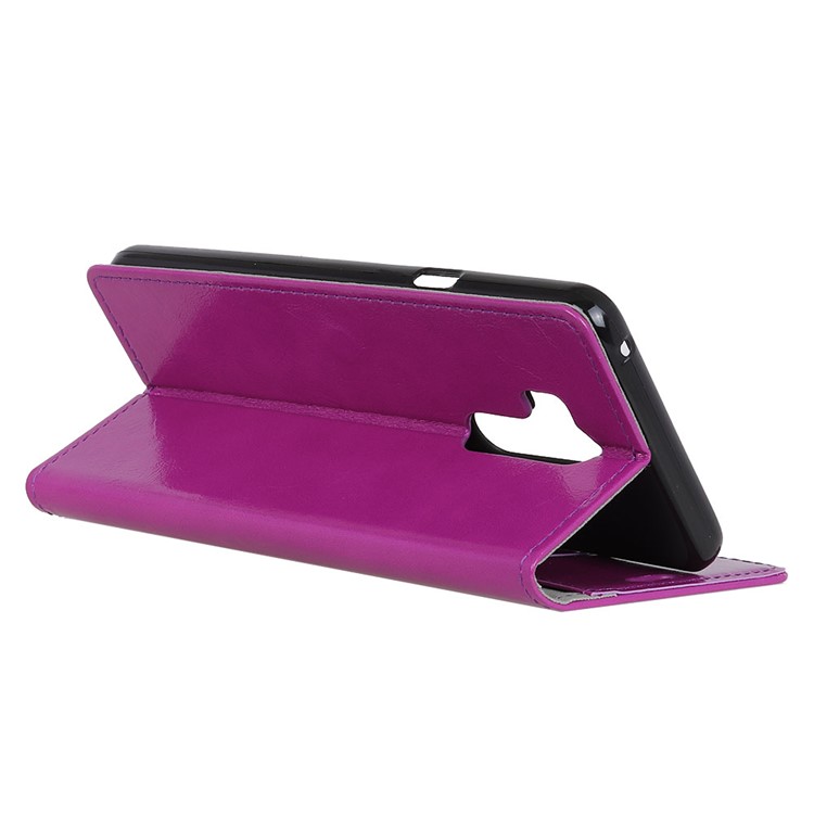 For Alcatel 7 Crazy Horse Texture Leather Cover Wallet Stand Phone Shell - Purple-5