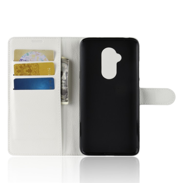 Litchi Texture Wallet Leather Case with Stand for Alcatel 7 - White-3