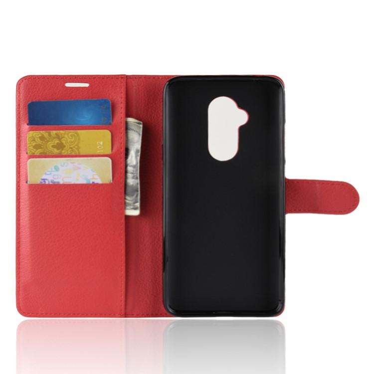 Litchi Texture Wallet Leather Cover with Stand for Alcatel 7 - Red-3