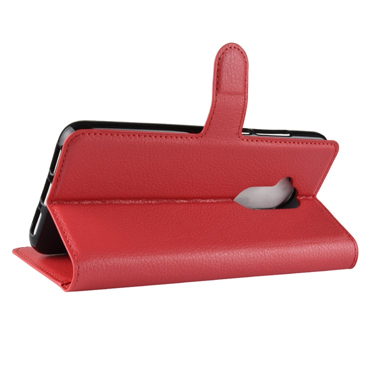 Litchi Texture Wallet Leather Cover with Stand for Alcatel 7 - Red-5